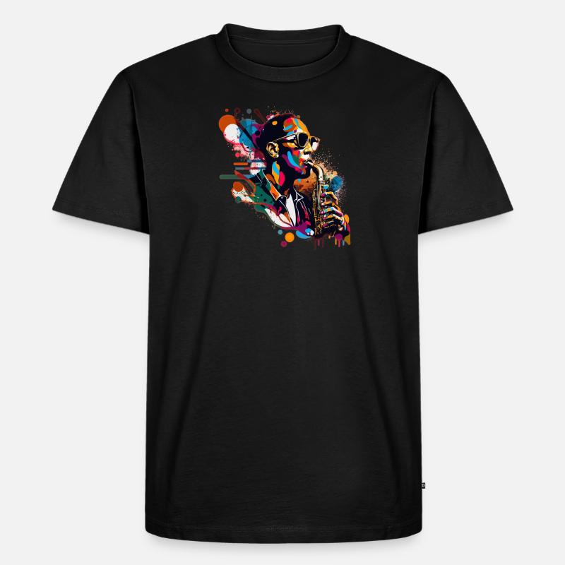 Saxophon - Männer Premium Bio T-Shirt - Schwarz