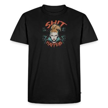 Shit Happens - Men's Premium Organic T-Shirt - black - Front - Nico (187cm)