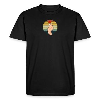 Vintage Saranghae Main Doigt Coeur Rétro K-Pop - T-shirt Premium bio Homme - noir - Devant - Nico (187cm)