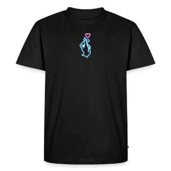 Saranghae Main Doigt Cœur K-Pop - T-shirt Premium bio Homme - noir - Devant - Nico (187cm)