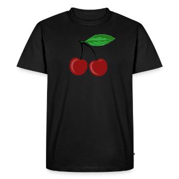 Cerises rouges - T-shirt Premium bio Homme - noir - Devant - Nico (187cm)