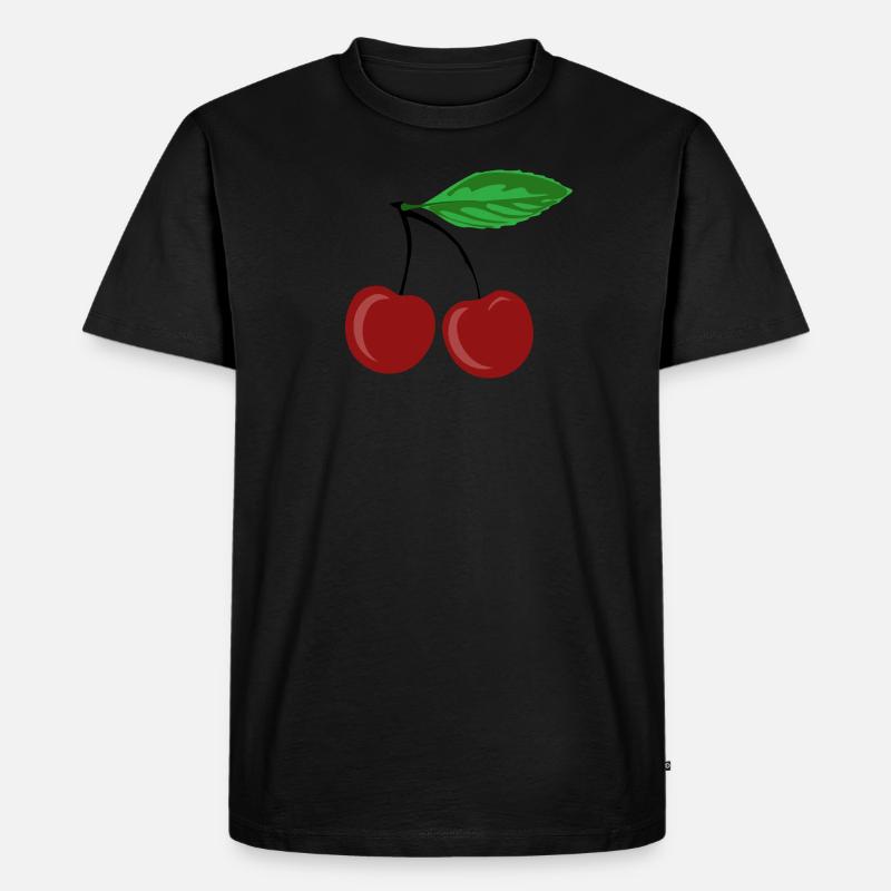 Rote Kirschen - Männer Premium Bio T-Shirt - Schwarz