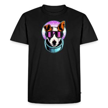 Jack Russell Terrier 80s Retro Space Dog Pupp - Men's Premium Organic T-Shirt - black - Front - Nico (187cm)