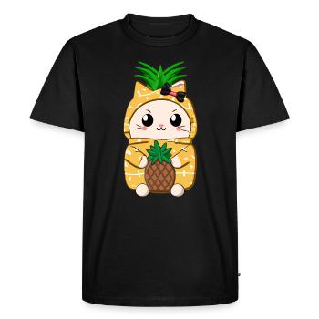 Chat ananas - T-shirt Premium bio Homme - noir - Devant - Nico (187cm)