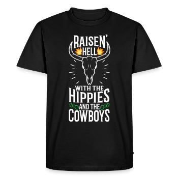 Raisin' Hell With The Hippies And The Cowboys - Men's Premium Organic T-Shirt - black - Front - Nico (187cm)