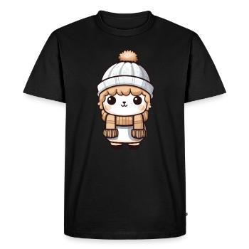 Alpaca Winter Llama Comic - Men's Premium Organic T-Shirt - black - Front - Nico (187cm)
