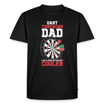 Papa qui lance des fléchettes comme un père ordinaire - T-shirt Premium bio Homme - noir - Devant - Nico (187cm)