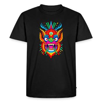 Masque de dragon coloré - T-shirt Premium bio Homme - noir - Devant - Nico (187cm)