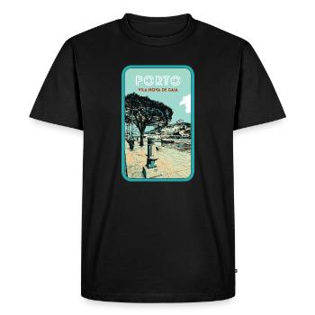 Vila Nova de Gaia: View of Porto - Men's Premium Organic T-Shirt - black - Front - Nico (187cm)