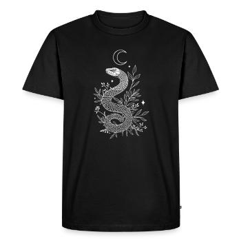 Serpent avec des herbes et des feuilles en automne - T-shirt Premium bio Homme - noir - Devant - Nico (187cm)