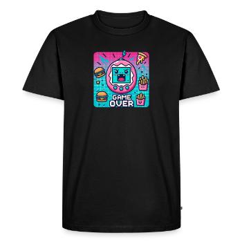 Console Pixel, rétro et snacks - T-shirt Premium bio Homme - noir - Devant - Nico (187cm)