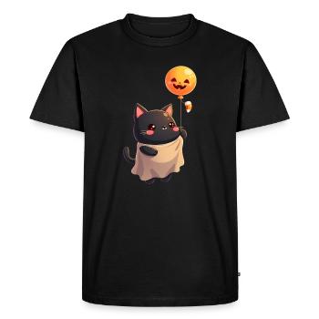 Chat d’Halloween avec citrouille d’Halloween - T-shirt Premium bio Homme - noir - Devant - Nico (187cm)
