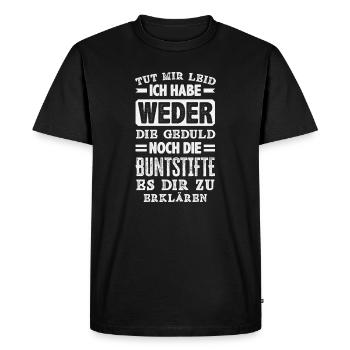 Neither patience nor crayons – sarcasm - Men's Premium Organic T-Shirt - black - Front - Nico (187cm)
