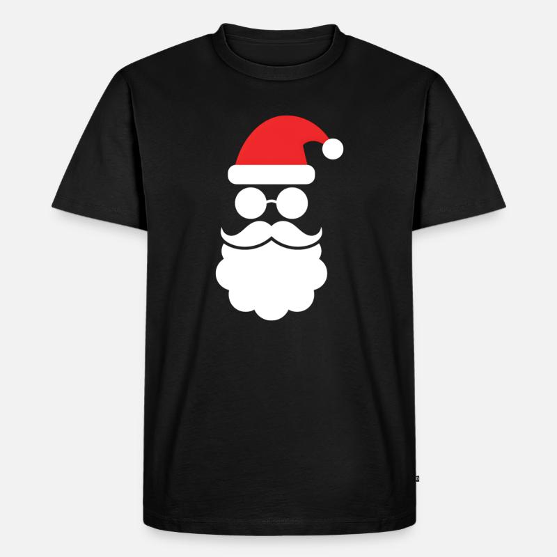 Weihnachtsmann mit Bart Minimal Kopf Design - Männer Premium Bio T-Shirt - Schwarz