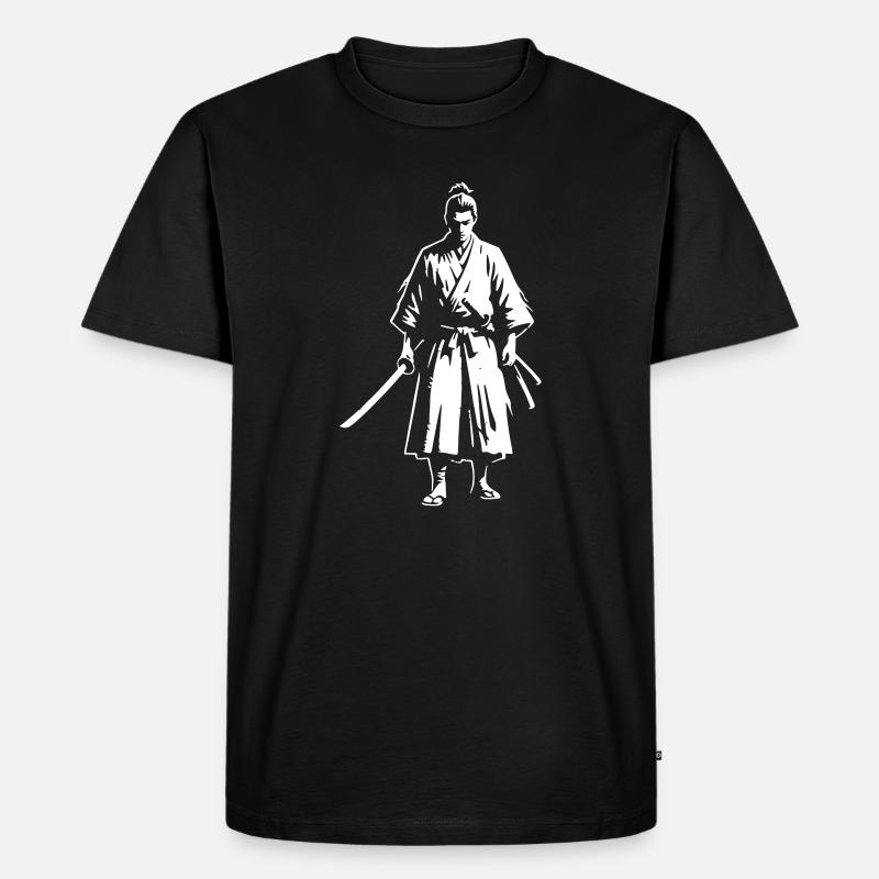 Samurai Zwei Schwerter Meister Vektor - Männer Premium Bio T-Shirt - Schwarz