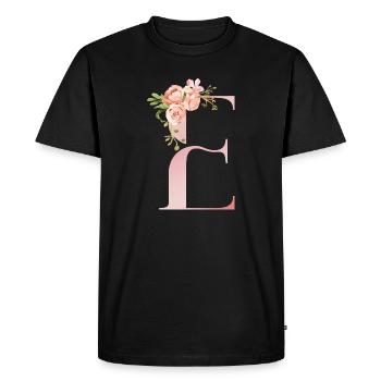 Monogramme floral pastel E - T-shirt Premium bio Homme - noir - Devant - Nico (187cm)