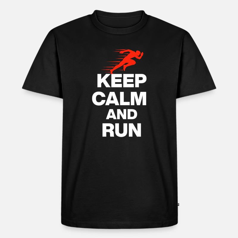 KEEP CALM AND RUN! - Männer Premium Bio T-Shirt - Schwarz