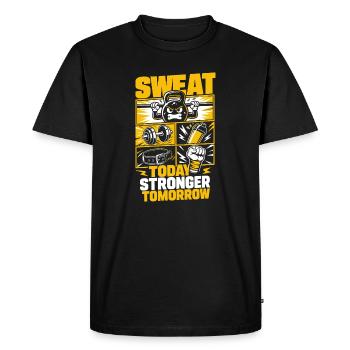 Sueur aujourd’hui Plus fort demain - T-shirt Premium bio Homme - noir - Devant - Nico (187cm)