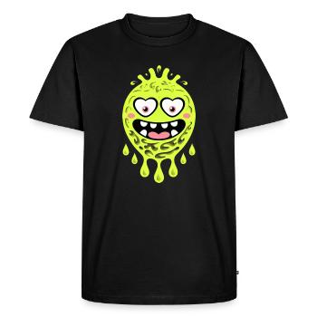 Monstre effrayant drôle avec des yeux en cœur - T-shirt Premium bio Homme - noir - Devant - Nico (187cm)