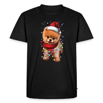 Christmas Pomeranian Lover Xmas Dog Present - Men's Premium Organic T-Shirt - black - Front - Nico (187cm)