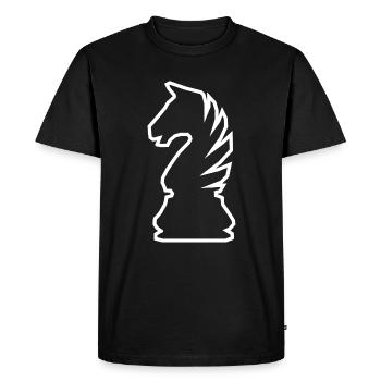Échecs échecs chevalier contour blanc - T-shirt Premium bio Homme - noir - Devant - Nico (187cm)