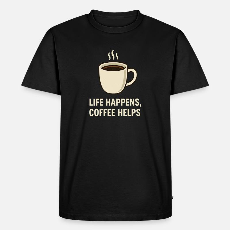 Kaffe Rettet auch dein Leben - Männer Premium Bio T-Shirt - Schwarz