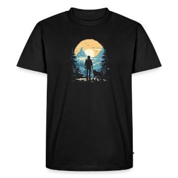 Young man and his wolf 2 - Men's Premium Organic T-Shirt - black - Front - Nico (187cm)