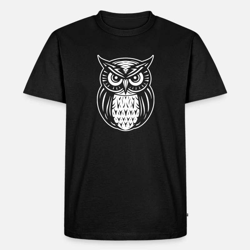 Eule Eulen Vogel Vögel - Männer Premium Bio T-Shirt - Schwarz