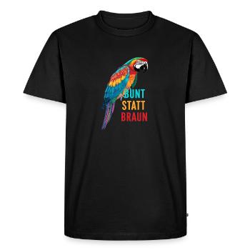 Perroquet - coloré au lieu de brun - T-shirt Premium bio Homme - noir - Devant - Nico (187cm)