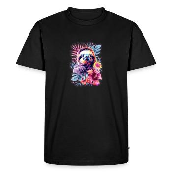 Bébé paresseux coloré - T-shirt Premium bio Homme - noir - Devant - Nico (187cm)