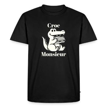 Croc Monsieur Croque Monsieur Fun French Crocodile - Men's Premium Organic T-Shirt - black - Front - Nico (187cm)