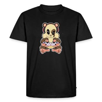 Hamster With Gaming Controller I Funny Gaming I - Men's Premium Organic T-Shirt - black - Front - Nico (187cm)