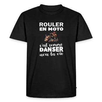 Homme Moto Motard Maillot motarde manche courte - T-shirt Premium bio Homme - noir - Devant - Nico (187cm)