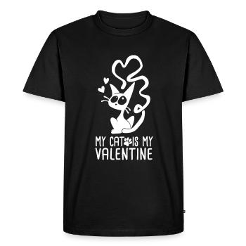 My cat is my valentine - T-shirt Premium bio Homme - noir - Devant - Nico (187cm)