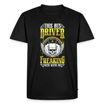 Transport professionnel en bus - T-shirt Premium bio Homme - noir - Devant - Nico (187cm)