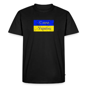 Slava Ukraini Honor of Ukraine Слава Україні - Men's Premium Organic T-Shirt - black - Front - Nico (187cm)