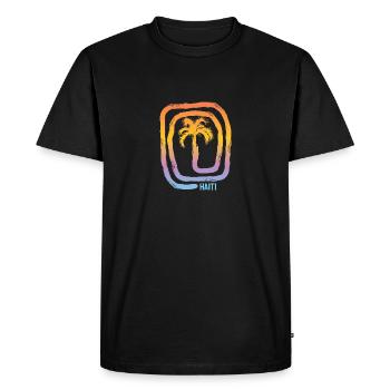 Cool Haïti Palmier Souvenir Vacances - T-shirt Premium bio Homme - noir - Devant - Nico (187cm)