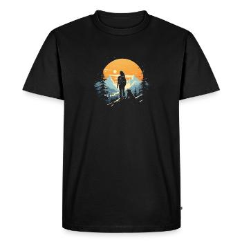 Young woman and her wolf 3 - Men's Premium Organic T-Shirt - black - Front - Nico (187cm)