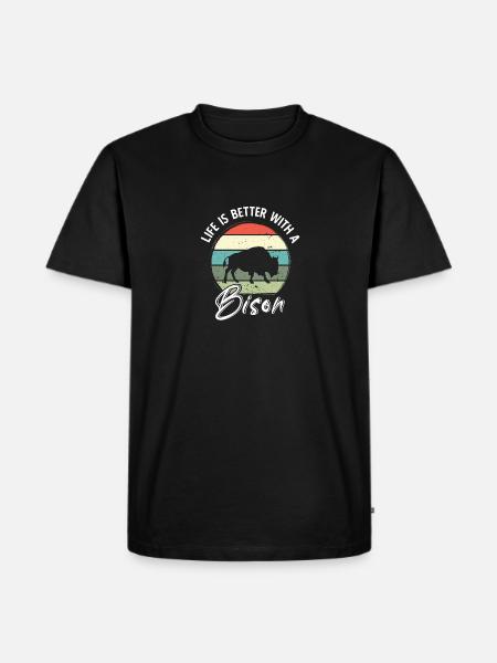 Bison Retro Stiere Büffellove Spruch - Männer Premium Bio T-Shirt - Schwarz
