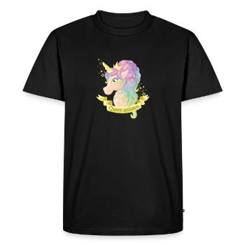 Queen pastel unicorn - T-shirt Premium bio Homme - noir - Devant - Nico (187cm)