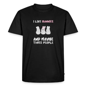J’aime les lapins et peut-être 3 personnes introverties - T-shirt Premium bio Homme - noir - Devant - Nico (187cm)
