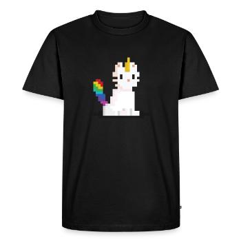 Chat licorne Pixel - T-shirt Premium bio Homme - noir - Devant - Nico (187cm)