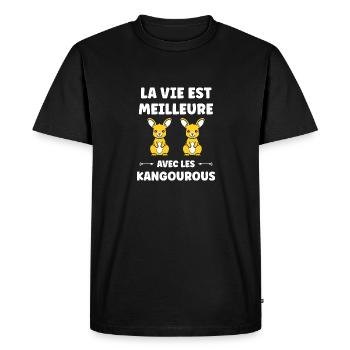 Humour petit kangourou - T-shirt Premium bio Homme - noir - Devant - Nico (187cm)