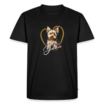 Yorkshire Terrier chiot Yorkie dans un cadre de coeur - T-shirt Premium bio Homme - noir - Devant - Nico (187cm)