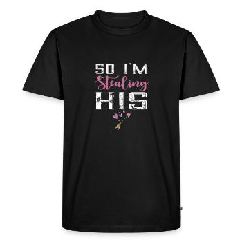 I Stole His Heart - Men's Premium Organic T-Shirt - black - Front - Nico (187cm)