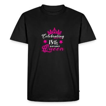 Celebrating With the 18th Birthday Queen - Men's Premium Organic T-Shirt - black - Front - Nico (187cm)