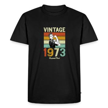 Vintage 1973 Orginial Parts - Men's Premium Organic T-Shirt - black - Front - Nico (187cm)