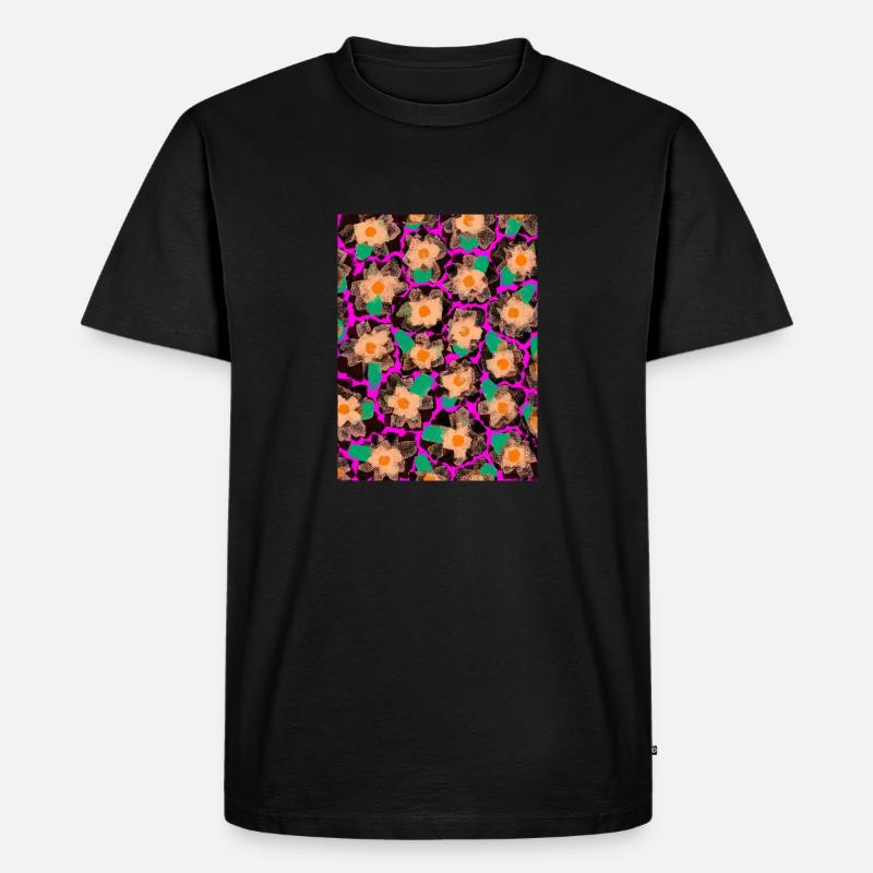 Cute Flowers Pattern - Männer Premium Bio T-Shirt - Schwarz