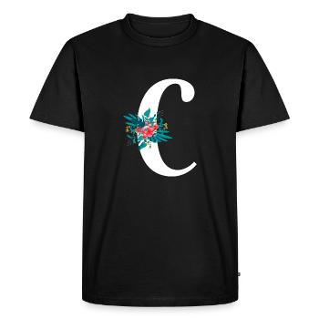 lettre C fleuris - T-shirt Premium bio Homme - noir - Devant - Nico (187cm)