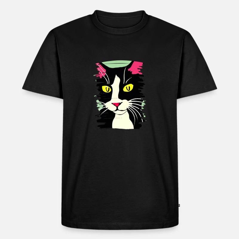 Katzengesicht 2 - Männer Premium Bio T-Shirt - Schwarz